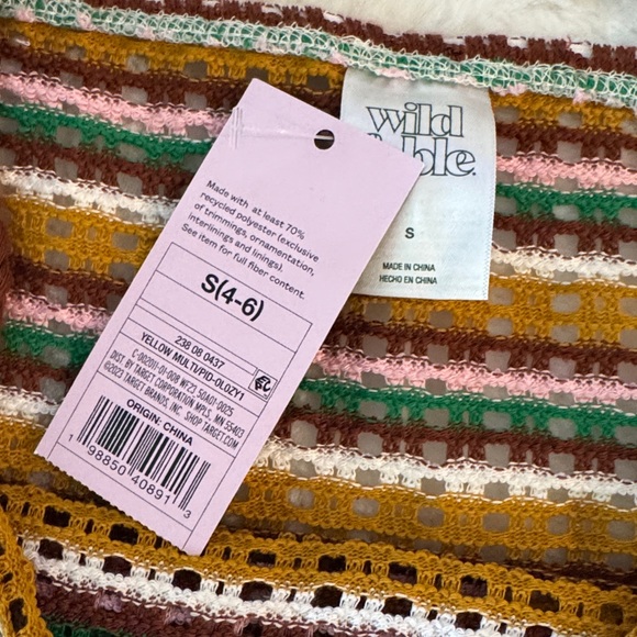 Wild Fable Multicolor Boho Crochet Halter Swim Beach Poolside Cover-up- size S - Picture 11 of 16